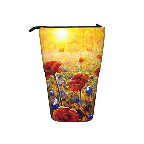 Ahdyr Federmäppchen Mohnblumenfeld Ölgemälde Stift Teleskophalter Schreibwaren Aufbewahrungsständer Beutel Schulbedarf Für Studenten Künstler Büro Krankenschwester von Ahdyr