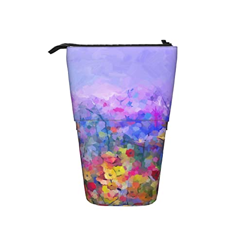 Ahdyr Federmäppchen Ölgemälde Frühling Lila Blume Stift Teleskophalter Schreibwaren Aufbewahrungsständer Beutel Schulbedarf Für Studenten Künstler Büro Krankenschwester von Ahdyr