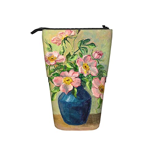 Ahdyr Federmäppchen Ölgemälde Rosa Blume Stift Teleskophalter Schreibwaren Aufbewahrungsständer Beutel Schulbedarf Für Studenten Künstler Büro Krankenschwester von Ahdyr