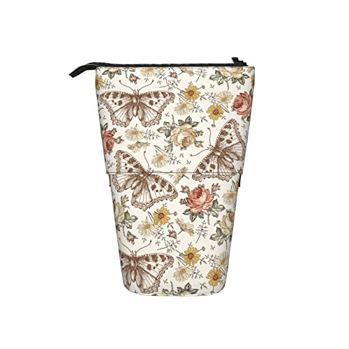 Ahdyr Federmäppchen Vintage Schmetterling Gänseblümchen Blume Stift Teleskophalter Schreibwaren Aufbewahrungsständer Tasche Schulbedarf Für Studenten Künstler Büro Krankenschwester von Ahdyr