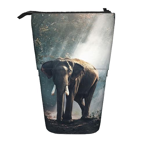 Ahdyr Federmäppchen mit Elefanten-Landschaft, niedliches Stiftetui, Teleskop-Briefpapiertasche, Make-up-Kosmetiktasche für Frauen im Büro von Ahdyr