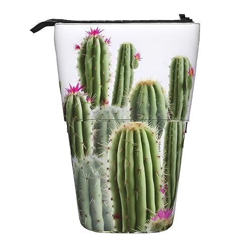 Ahdyr Federmäppchen mit Kaktus-Motiv, niedliches Stiftetui, Teleskop-Briefpapiertasche, Make-up-Kosmetiktasche für Damen, Büro von Ahdyr