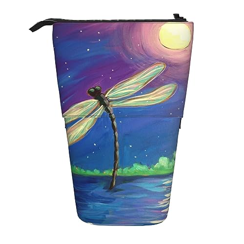Ahdyr Federmäppchen mit Libellen-Mond-Motiv, niedliches Stiftetui, Teleskop-Briefpapiertasche, Make-up-Kosmetiktasche für Frauen im Büro von Ahdyr