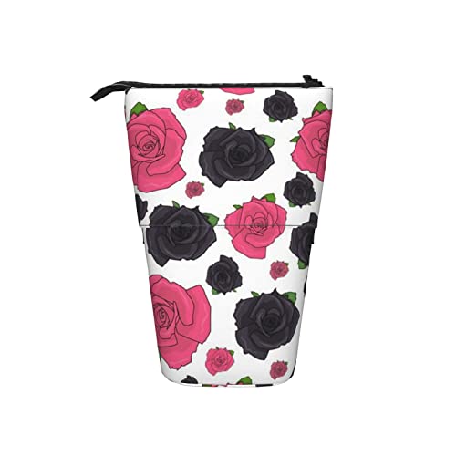 Ahdyr Federmäppchen mit Rosenmuster, schwarz, Teleskop-Federmäppchen, Stand-Up-Organizer, Kosmetiktasche, Make-up-Tasche, Schreibwaren, Federmäppchen Ahdyr Federmäppchen mit Rosenmuster, schwarz, Teleskop-Federmäppchen, Stand-Up-Organizer, Kosmetiktasche, Make-up-Tasche, Schreibwaren, Federmäppchen von Ahdyr