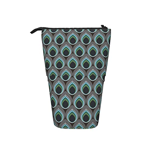 Ahdyr Got Muted Peacock Feather Blues Teleskop-Federmäppchen, Stand-Up-Organizer, Kosmetiktasche, Make-up-Tasche, Schreibwaren, Federmäppchen von Ahdyr