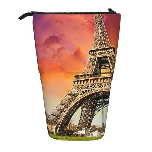 Ahdyr Großes Federmäppchen mit Eiffelturm-Motiv, niedliches Stiftetui, Teleskop-Briefpapiertasche, Make-up-Kosmetiktasche für Frauen im Büro von Ahdyr