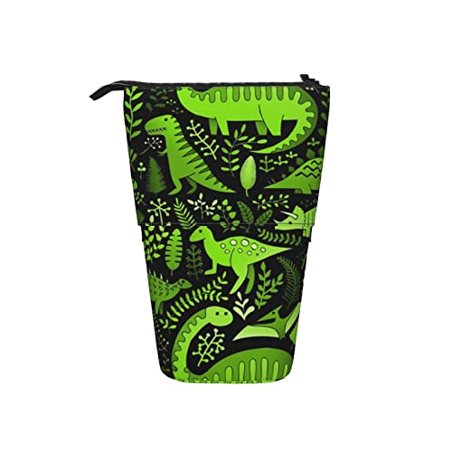 Ahdyr Grünes Dinosaurier-Teleskop-Federmäppchen, Stand-Up-Organizer, Kosmetiktasche, Make-up-Tasche, Schreibwaren, Federmäppchen von Ahdyr