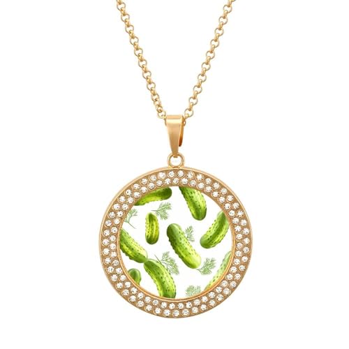 Ahdyr Gurken-Halskette mit mehrfarbigen Diamanten und brillantem Kreisanhänger, personalisierte Halsketten mit Kette von Ahdyr