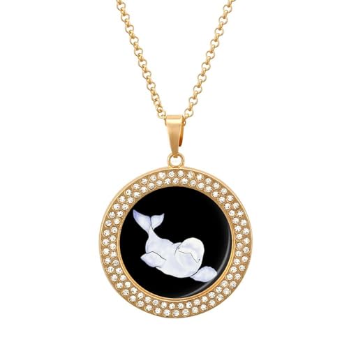 Ahdyr Halsketten mit Beluga-Wellen-Anhänger für Damen, Modeschmuck, rund, mit individueller Grafik Ahdyr Halsketten mit Beluga-Wellen-Anhänger für Damen, Modeschmuck, rund, mit individueller Grafik von Ahdyr