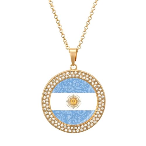 Ahdyr Halsketten mit Paisley-Anhänger mit Argentinien-Flagge für Frauen, Modeschmuck, runde Halskette mit individuellen Grafiken von Ahdyr