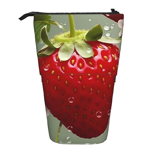 Ahdyr Hübsches Erdbeer-Federmäppchen, niedliches Stiftetui, Teleskop-Briefpapiertasche, Make-up-Kosmetiktasche für Frauen im Büro von Ahdyr