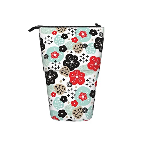 Ahdyr Japan Cherry Blossom Flowers Print Teleskop-Federmäppchen Stand-Up-Organizer Kosmetiktasche Make-up-Tasche Schreibwaren Stiftetui von Ahdyr