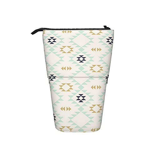 Ahdyr Navajo Ivory Mint Gold Teleskop-Federmäppchen Stand-Up-Organizer Kosmetiktasche Make-up-Tasche Schreibwaren Stiftetui von Ahdyr