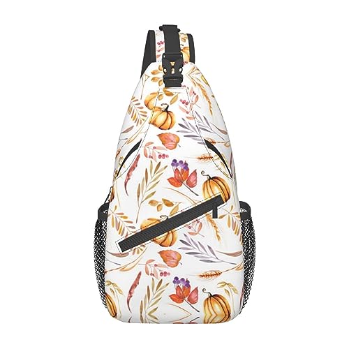 Ahdyr Niedlicher Sling Rucksack mit Herbst Aquarell Kürbissen, leichte Umhängetasche für Damen und Herren, lässiger Tagesrucksack für den Außenbereich Ahdyr Niedlicher Sling Rucksack mit Herbst Aquarell Kürbissen, leichte Umhängetasche für Damen und Herren, lässiger Tagesrucksack für den Außenbereich von Ahdyr