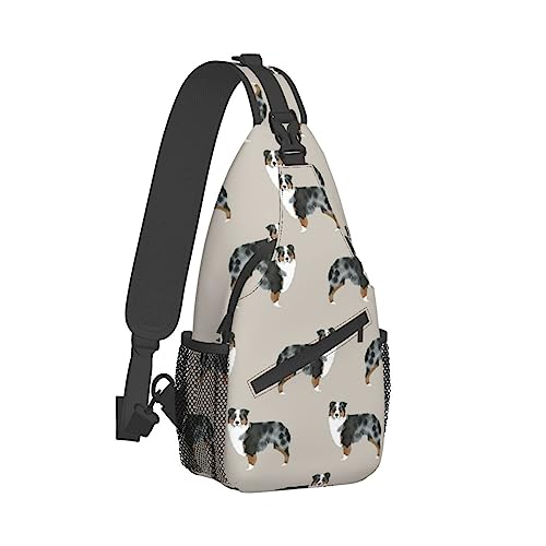 Ahdyr Niedlicher Umhängetaschen-Rucksack, Rucksackreisen, Australian Shepherd Dog Art Umhängetasche, Kameratasche, Fitnessstudio, Umhängetasche, Outdoor-Wandertasche für Männer und Frauen von Ahdyr