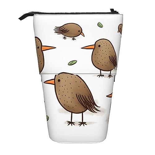 Ahdyr Niedliches Federmäppchen mit Kiwi-Vögeln-Motiv, niedliches Stiftetui, Teleskop-Briefpapiertasche, Make-up-Kosmetiktasche für Frauen im Büro von Ahdyr