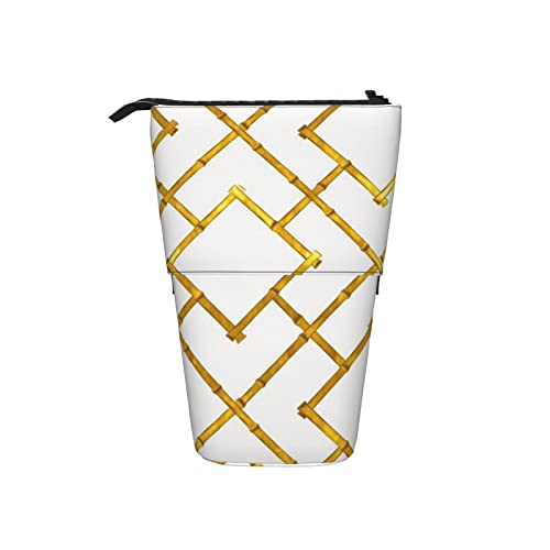 Ahdyr Osaka Bamboo Trellis Blattgold Teleskop-Federmäppchen Stand-Up-Organizer Kosmetiktasche Make-up-Tasche Schreibwaren Stiftetui von Ahdyr