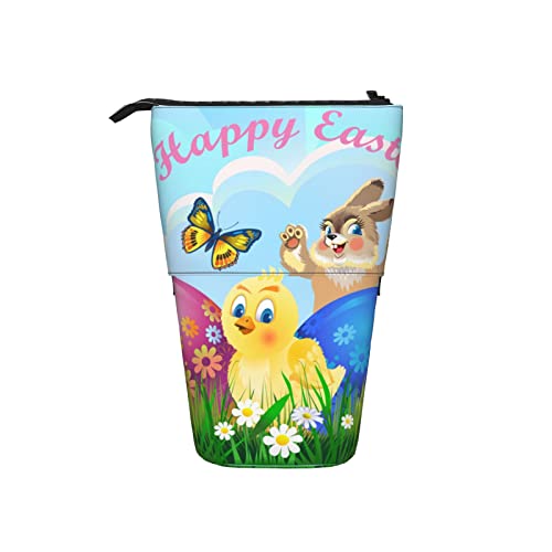 Ahdyr Ostern Frühlingsferien Stehend Teleskop Federmäppchen aus Segeltuch mit Reißverschluss Schreibwaren Federmäppchen für Mädchen Frauen Jungen von Ahdyr