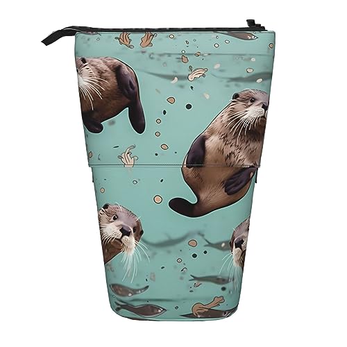 Ahdyr Otters Stehendes Federmäppchen, niedliche Stifttasche, Teleskop-Briefpapiertasche, Make-up-Kosmetiktasche für Frauen im Büro von Ahdyr