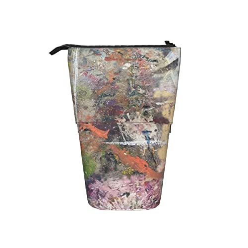 Ahdyr Paint Abstract Graffiti Grunge White Orange Blue Teleskop-Federmäppchen Stand-Up-Organizer Kosmetiktasche Make-up-Tasche Schreibwaren Stiftetui von Ahdyr