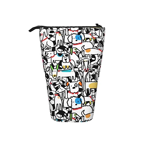 Ahdyr Party Dogs Teleskop-Federmäppchen, Stand-Up-Organizer, Kosmetiktasche, Make-up-Tasche, Schreibwaren, Federmäppchen von Ahdyr