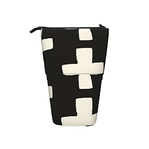 Ahdyr Plus Schwarzes Cremefarbenes Teleskop-Federmäppchen Stand-Up-Organizer Kosmetiktasche Make-up-Tasche Schreibwaren Stiftetui von Ahdyr