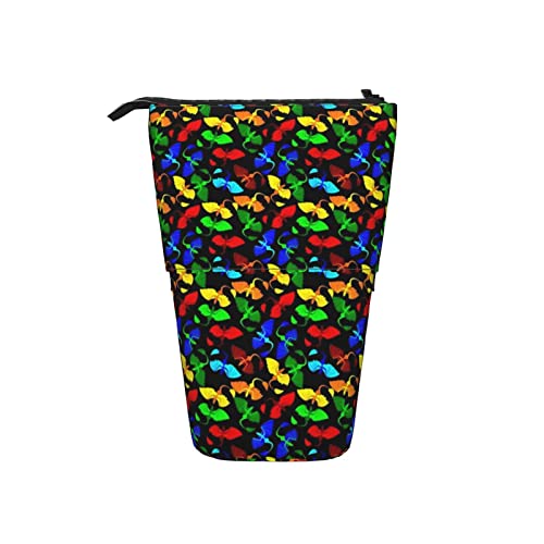 Ahdyr Regenbogen-Drachen-Schwarz-Teleskop-Federmäppchen, Stand-Up-Organizer, Kosmetiktasche, Make-up-Tasche, Schreibwaren, Federmäppchen von Ahdyr