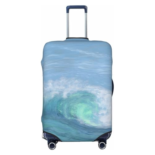Ahdyr Reisegepäckabdeckung, Kofferschutztasche, Blaue Welle, staubdicht, passend für 18-32 Zoll großes Gepäck, Gepäckabdeckungen für Kinder und Erwachsene, Groß von Ahdyr