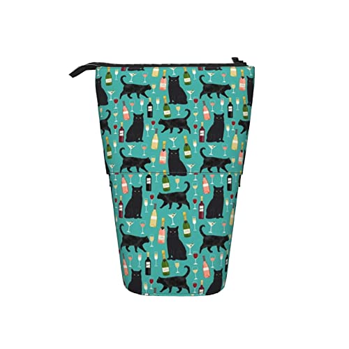 Ahdyr Rose Katzen Stoff Teleskop Federmäppchen Stand-Up Organizer Kosmetiktasche Make-up Tasche Schreibwaren Federmäppchen von Ahdyr