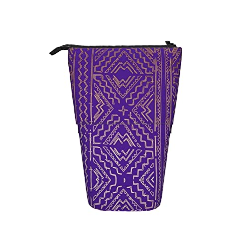Ahdyr Schlammtuch Gold auf Lila Teleskop-Federmäppchen Stand-Up-Organizer Kosmetiktasche Make-up-Tasche Schreibwaren Stiftetui von Ahdyr