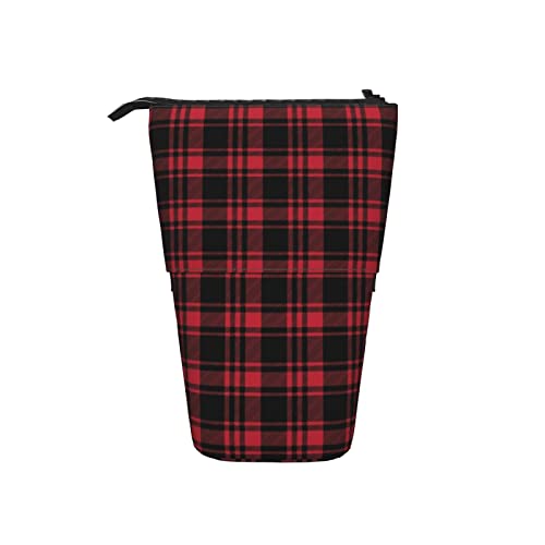 Ahdyr Schwarz Rot Fall Plaid Lumberjack Teleskop Federmäppchen Stand-Up Organizer Kosmetiktasche Make-up Tasche Schreibwaren Federmäppchen von Ahdyr