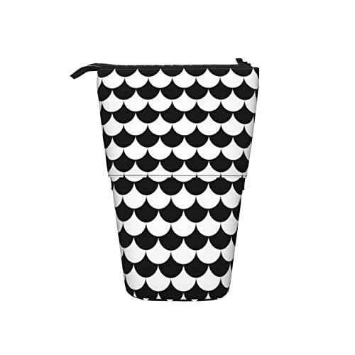 Ahdyr Schwarz-Weiß-Fliesen, Teleskop-Federmäppchen, Stand-Up-Organizer, Kosmetiktasche, Make-up-Tasche, Schreibwaren, Federmäppchen von Ahdyr