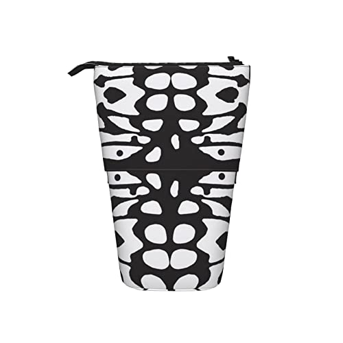 Ahdyr Schwarz-weiße Flügel Teleskop-Federmäppchen Stand-Up-Organizer Kosmetiktasche Make-up-Tasche Schreibwaren Stiftetui von Ahdyr