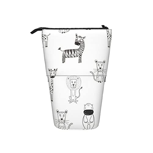 Ahdyr Schwarz-weißes Safari-Teleskop-Federmäppchen, Stand-Up-Organizer, Kosmetiktasche, Make-up-Tasche, Schreibwaren, Federmäppchen von Ahdyr
