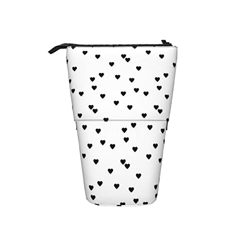 Ahdyr Schwarze Herzen Teleskop Federmäppchen Stand-Up Organizer Kosmetiktasche Make-up Tasche Schreibwaren Federmäppchen von Ahdyr