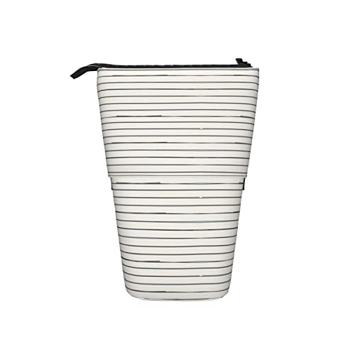 Ahdyr Schwarze Streifen Teleskop Federmäppchen Stand-Up Organizer Kosmetiktasche Make-up Tasche Schreibwaren Federmäppchen von Ahdyr