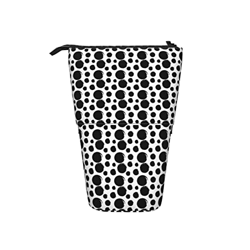 Ahdyr Schwarze Tupfen Teleskop-Federmäppchen Stand-Up-Organizer Kosmetiktasche Make-up-Tasche Schreibwaren Stiftetui von Ahdyr