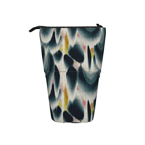 Ahdyr Shibori Wing Spots Indigo Teleskop-Federmäppchen Stand-Up-Organizer Kosmetiktasche Make-up-Tasche Schreibwaren Stiftetui von Ahdyr