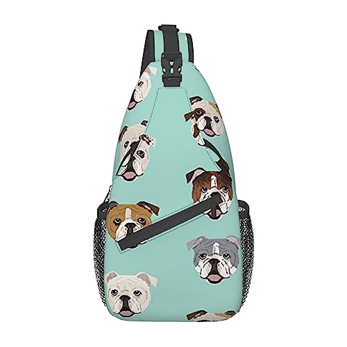 Ahdyr Sling Rucksack mit englischer Bulldogge und Gesichtern, leichte Umhängetasche für Damen und Herren, lässiger Tagesrucksack für den Außenbereich Ahdyr Sling Rucksack mit englischer Bulldogge und Gesichtern, leichte Umhängetasche für Damen und Herren, lässiger Tagesrucksack für den Außenbereich von Ahdyr