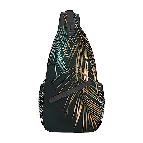 Ahdyr Sling Rucksack mit goldenen Pflanzenblättern, leichte Umhängetasche für Damen und Herren, lässiger Tagesrucksack für den Außenbereich Ahdyr Sling Rucksack mit goldenen Pflanzenblättern, leichte Umhängetasche für Damen und Herren, lässiger Tagesrucksack für den Außenbereich von Ahdyr