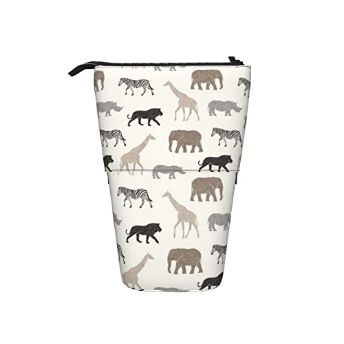 Ahdyr Solide Leinendrucke Teleskop-Federmäppchen Stand-Up-Organizer Kosmetiktasche Make-up-Tasche Schreibwaren Stiftetui von Ahdyr