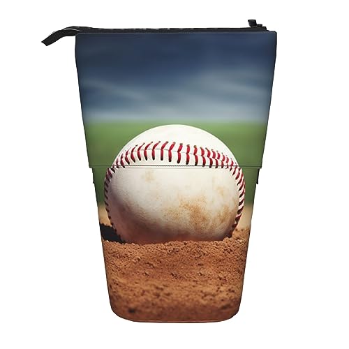 Ahdyr Stehendes Baseball-Federmäppchen, niedliche Stifttasche, Teleskop-Briefpapiertasche, Make-up-Kosmetiktasche für das Büro von Frauen von Ahdyr