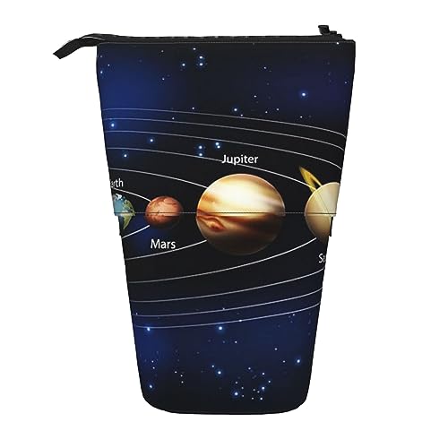 Ahdyr Stehendes Federmäppchen „Exploring The Solar System, niedliche Stifttasche, Teleskop-Briefpapiertasche, Make-up-Kosmetiktasche für das Büro von Frauen von Ahdyr