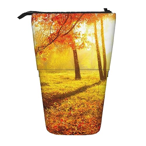 Ahdyr Stehendes Federmäppchen im Herbstwald-Stil, niedliche Stifttasche, Teleskop-Briefpapiertasche, Make-up-Kosmetiktasche für Frauen im Büro von Ahdyr