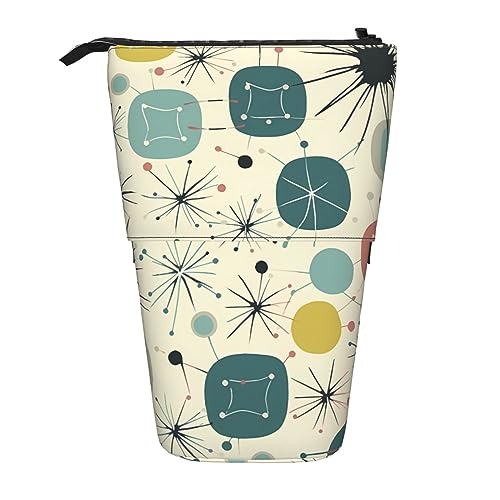 Ahdyr Stehendes Federmäppchen mit Atomsternen-Muster, niedliche Stifttasche, Teleskop-Briefpapiertasche, Make-up-Kosmetiktasche für Frauen im Büro von Ahdyr