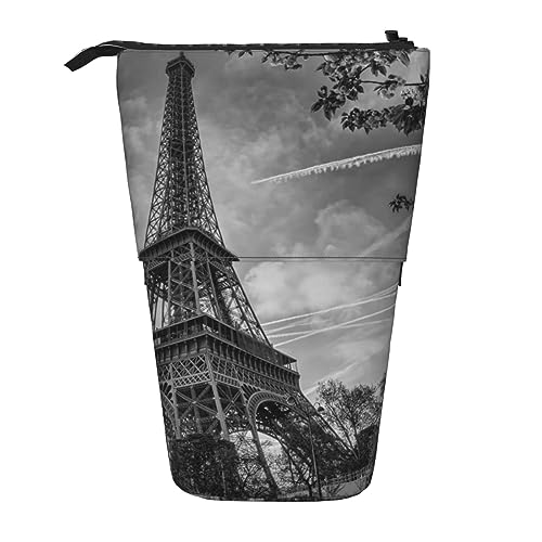Ahdyr Stehendes Federmäppchen mit Eiffelturm-Muster, niedliche Stifttasche, Teleskop-Briefpapiertasche, Make-up-Kosmetiktasche für Frauen im Büro von Ahdyr
