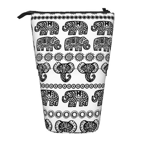 Ahdyr Stehendes Federmäppchen mit Elefantenmuster, niedliche Stifttasche, Teleskop-Briefpapiertasche, Make-up-Kosmetiktasche für das Büro von Frauen von Ahdyr