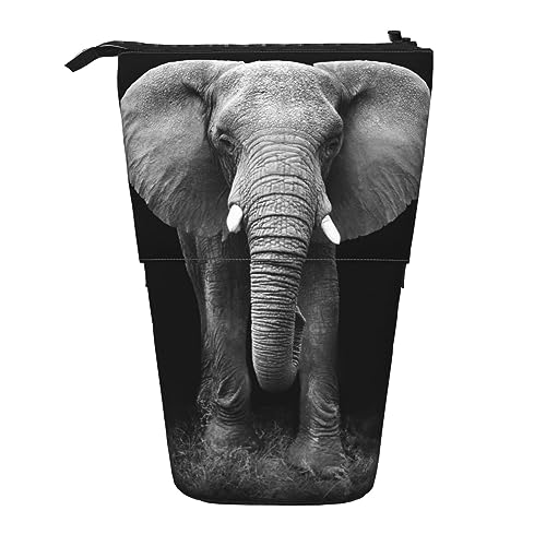 Ahdyr Stehendes Federmäppchen mit Elefantenmuster, niedliche Stifttasche, Teleskop-Briefpapiertasche, Make-up-Kosmetiktasche für das Büro von Frauen von Ahdyr