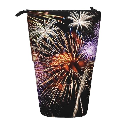 Ahdyr Stehendes Federmäppchen mit Explosionsfeuerwerk, 3D-Motiv, niedliche Stifttasche, Teleskop-Briefpapiertasche, Make-up-Kosmetiktasche für das Büro von Frauen von Ahdyr