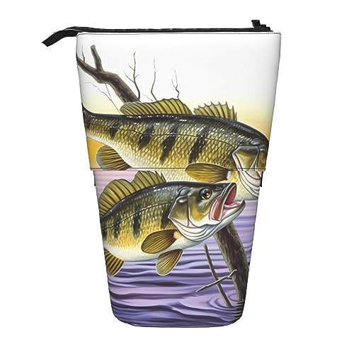 Ahdyr Stehendes Federmäppchen mit Fischmotiv, süßes Stiftetui, Teleskop-Briefpapiertasche, Make-up-Kosmetiktasche für das Büro von Frauen von Ahdyr